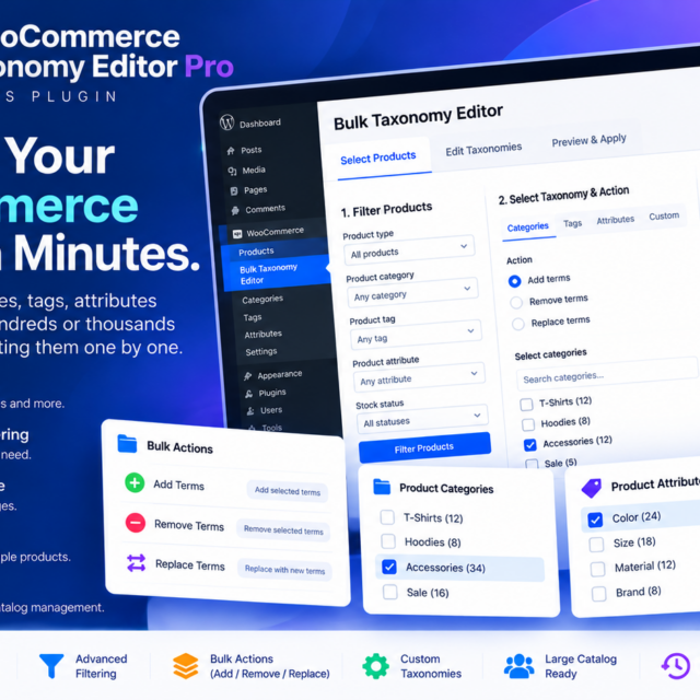 WSH WooCommerce Bulk Taxonomy Editor PRO